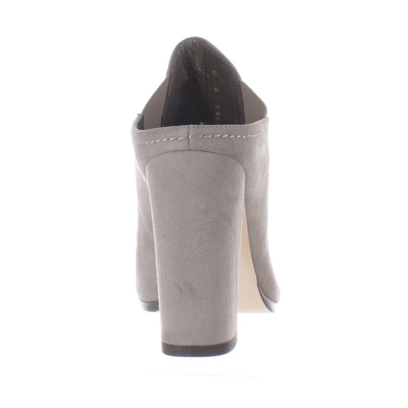 Stuart Weitzman Slideup Topo Gray Leather Suede Open-Toe Mule Heel Pump Sandal 9 - Picture 4 of 10
